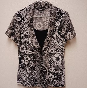 Elementz Cute Black and White Paisley Top